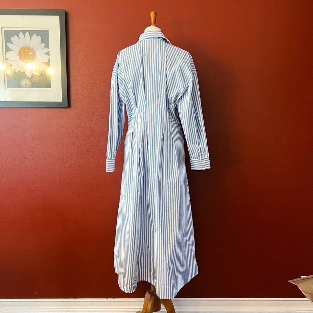 Striped Button-Front Shirt Dress - Light Blue/White - Picture 3 of 12